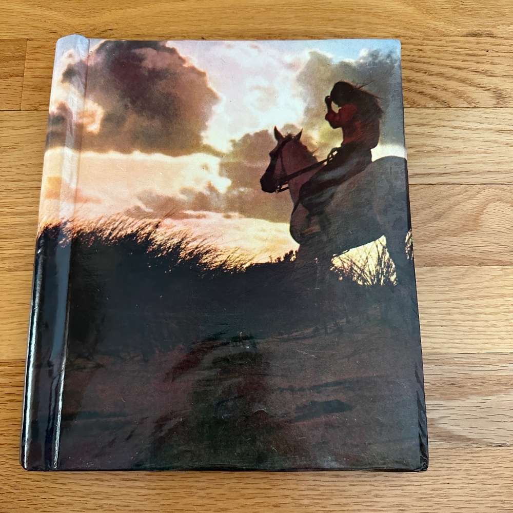 Vintage Photo Album Horse and Rider Sunset